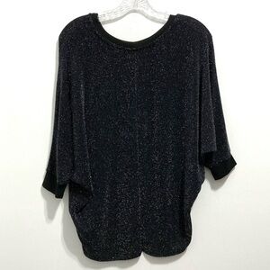 PAPEROC Women’s Black Lurex Bat Sleeve Blouse